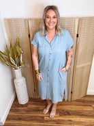 Effortless Denim Shirt Dress-Dresses-ENTRO-The Silo Boutique, Women's Fashion Boutique Located in Warren and Grand Forks North Dakota