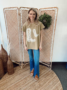 Mineral Wash Olive Boots Tee-Short Sleeve Tops-easel-The Silo Boutique, Women's Fashion Boutique Located in Warren and Grand Forks North Dakota