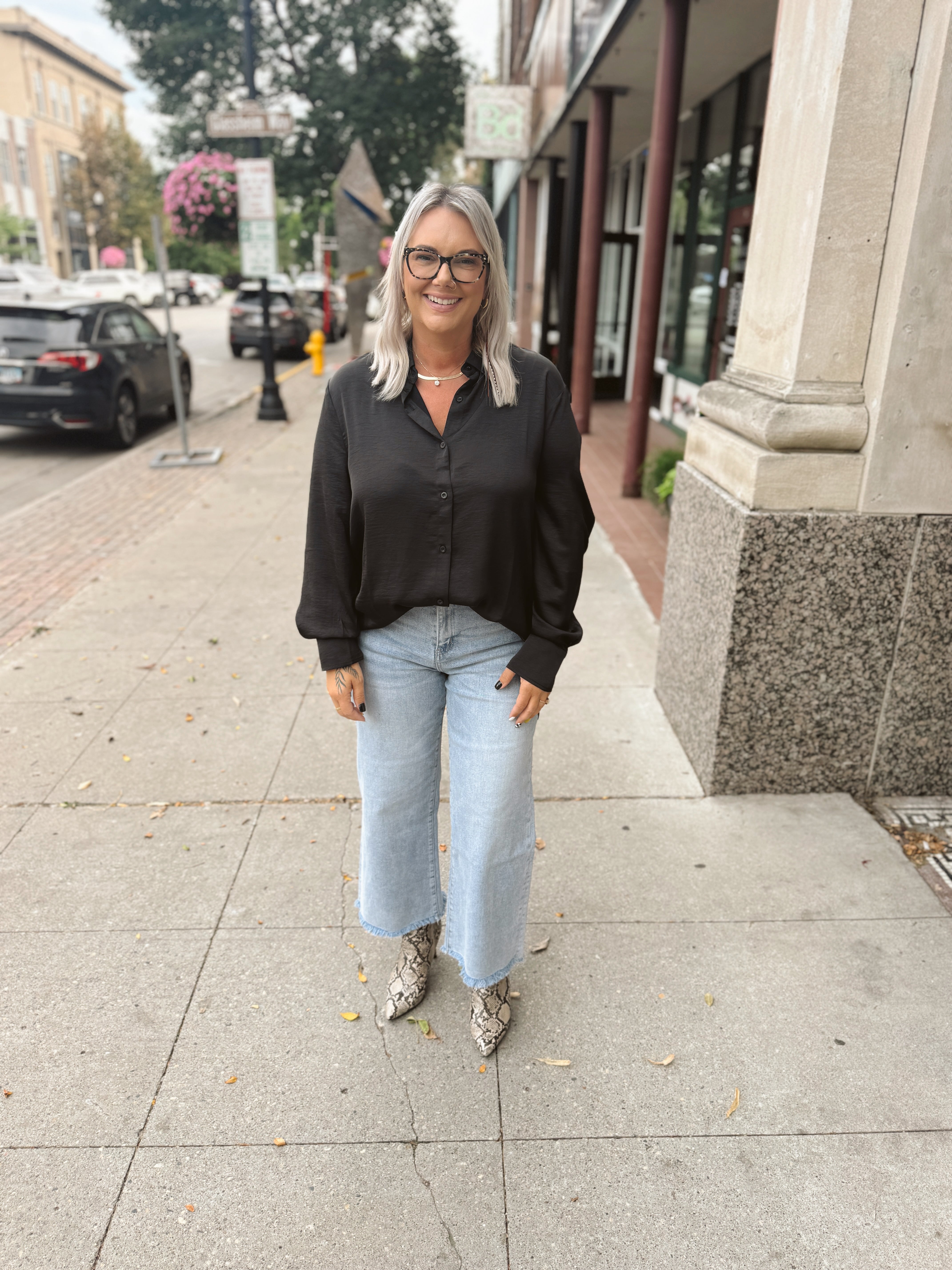 Classic Button Down Shirt-Black-Long Sleeve Tops-hyfve-The Silo Boutique, Women's Fashion Boutique Located in Warren and Grand Forks North Dakota