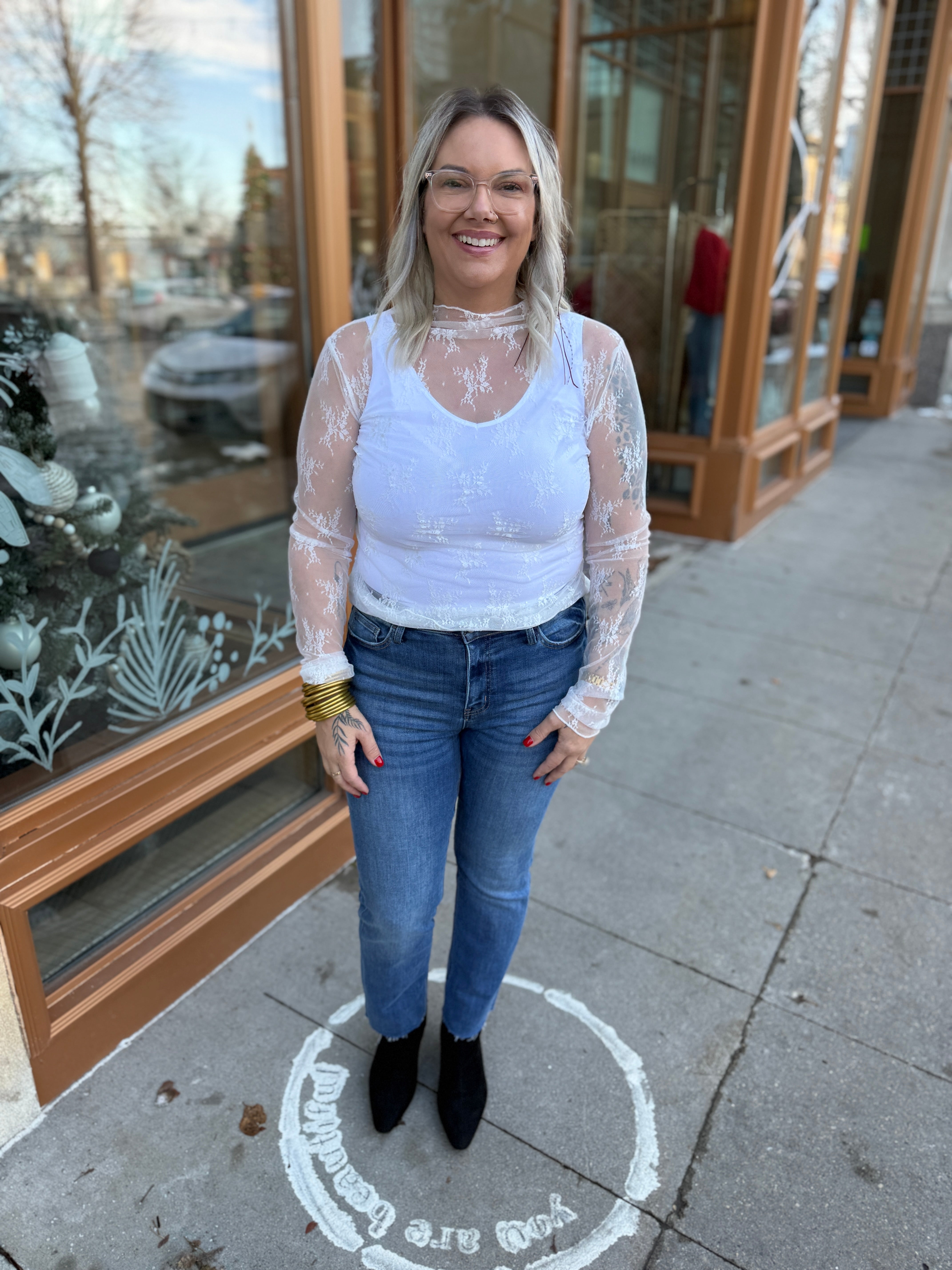 So Sweet Lace Long Sleeve Top-Long Sleeve Tops-sweet genisis-The Silo Boutique, Women's Fashion Boutique Located in Warren and Grand Forks North Dakota