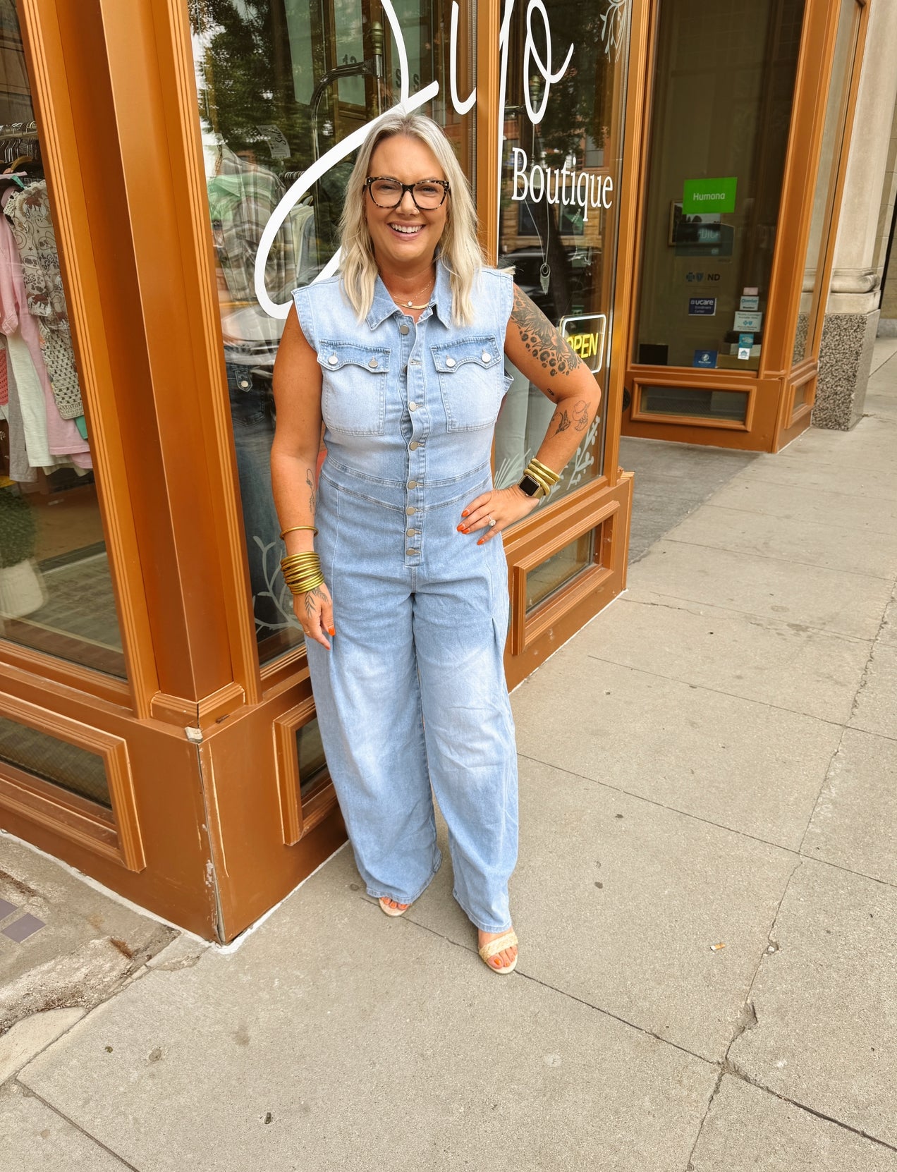 Oh I Love It Denim Button-Up Jumpsuit-Jumpsuits & Rompers-destash-The Silo Boutique, Women's Fashion Boutique Located in Warren and Grand Forks North Dakota