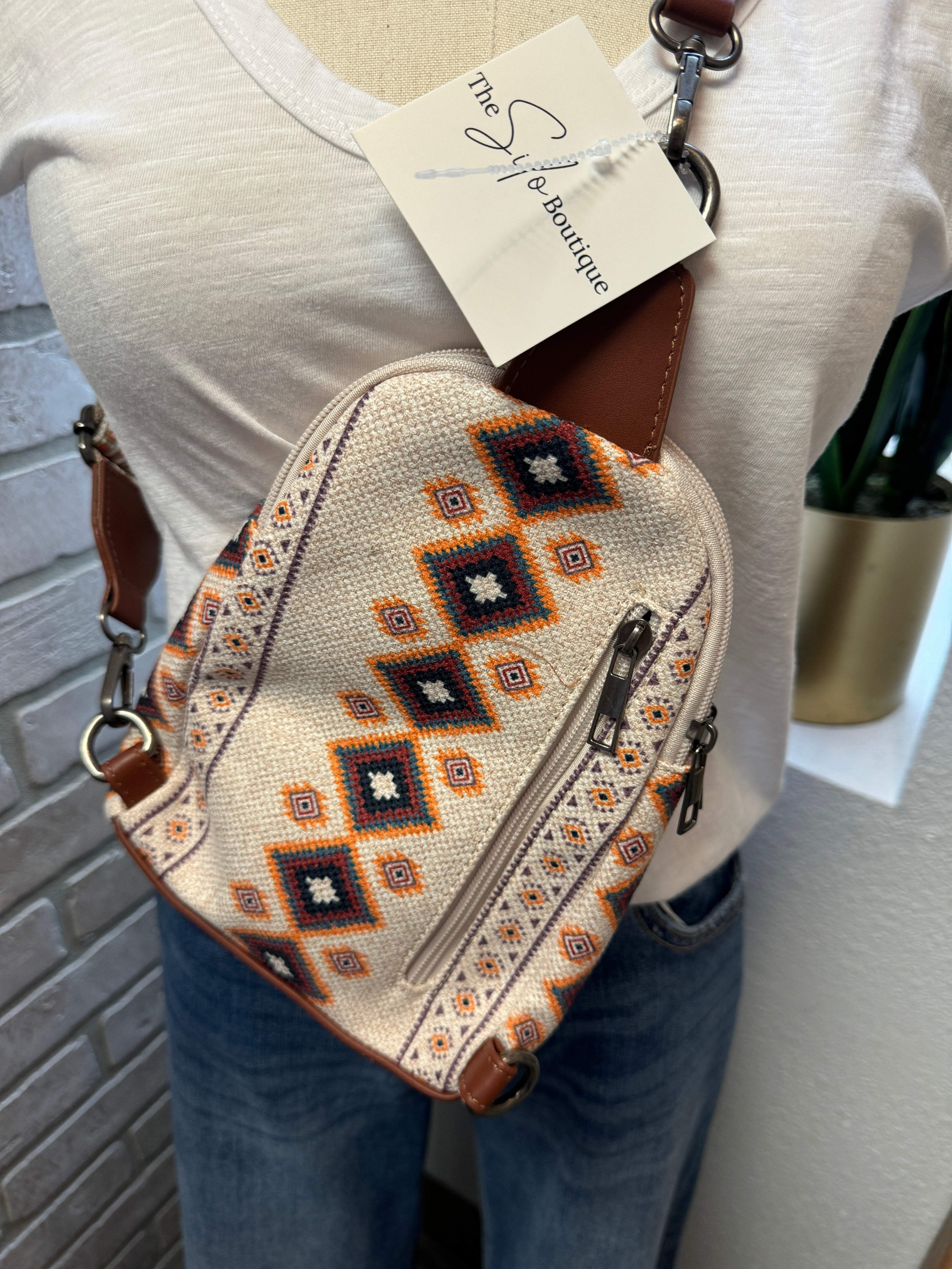 Boho Western Sling Bag-Ivory-Purses-Fame-The Silo Boutique, Women's Fashion Boutique Located in Warren and Grand Forks North Dakota