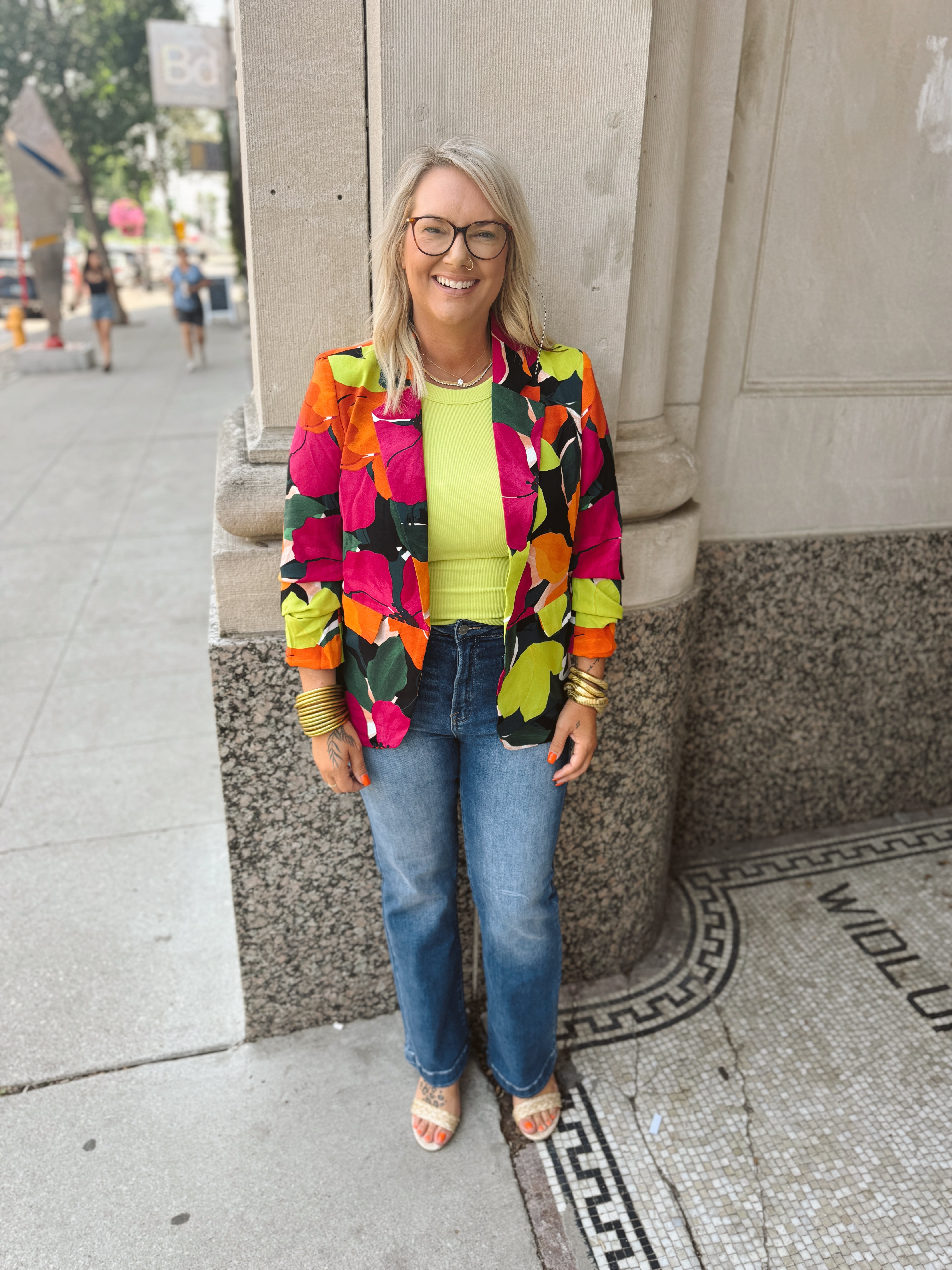 Black Multi Floral Blazer-Blazers-oddi-The Silo Boutique, Women's Fashion Boutique Located in Warren and Grand Forks North Dakota