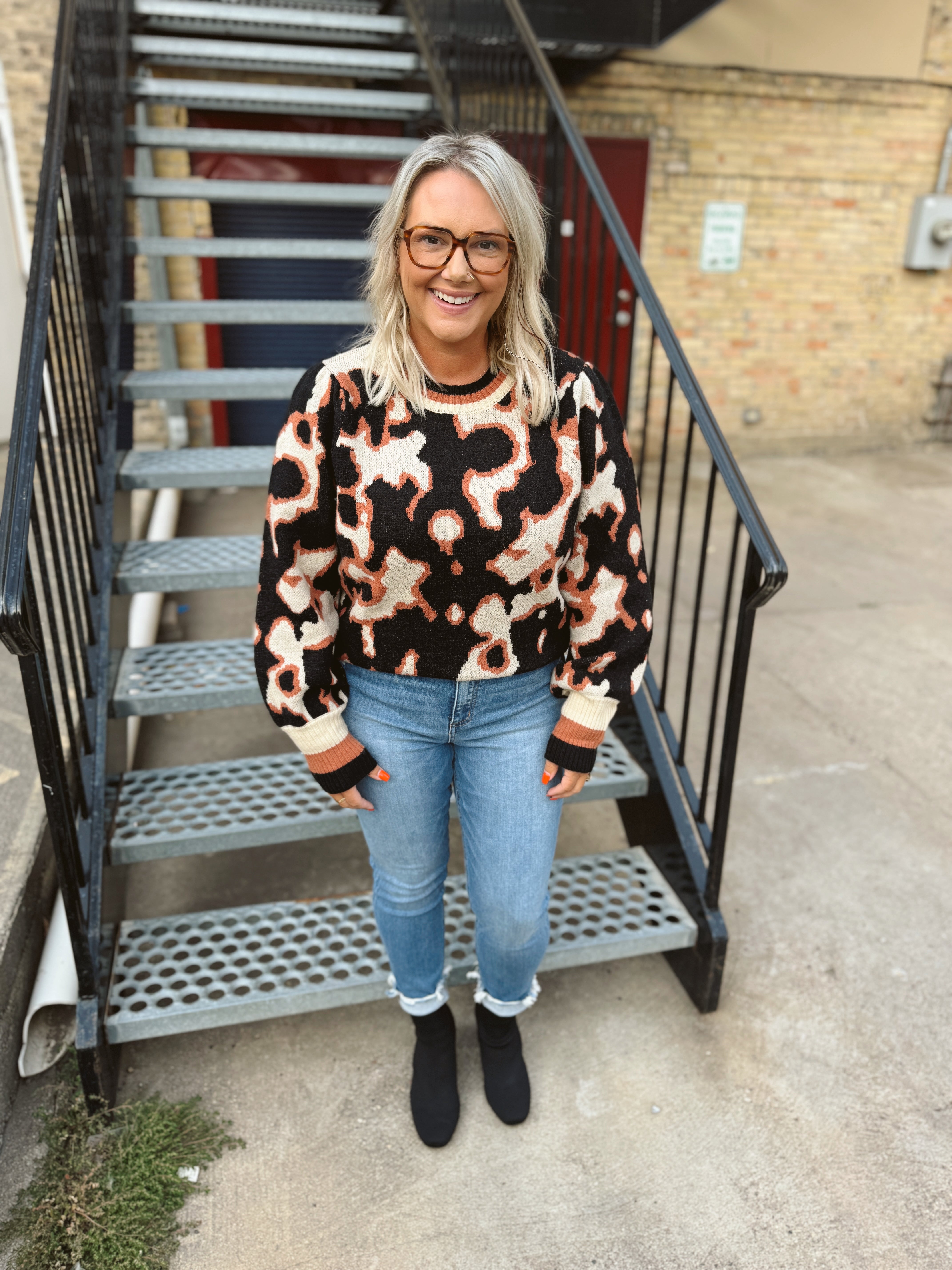 Jo Leopard Print Sweater-Sweaters-jodifl-The Silo Boutique, Women's Fashion Boutique Located in Warren and Grand Forks North Dakota