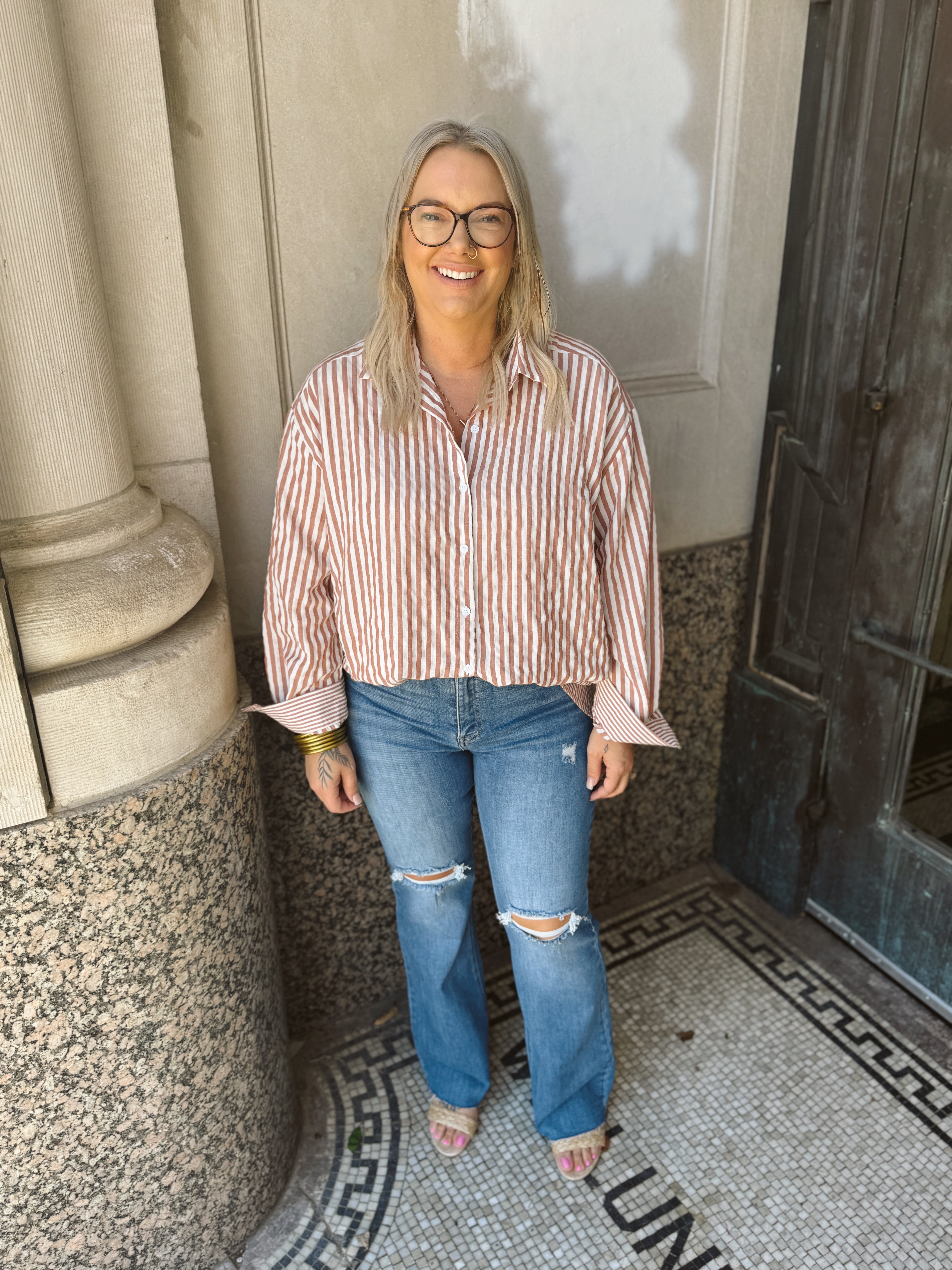 Crimson Striped Top-Long Sleeves-easel-The Silo Boutique, Women's Fashion Boutique Located in Warren and Grand Forks North Dakota