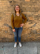 Cool V-Neck Long Sleeve Sweater-Golden Rod-Sweaters-be cool-The Silo Boutique, Women's Fashion Boutique Located in Warren and Grand Forks North Dakota