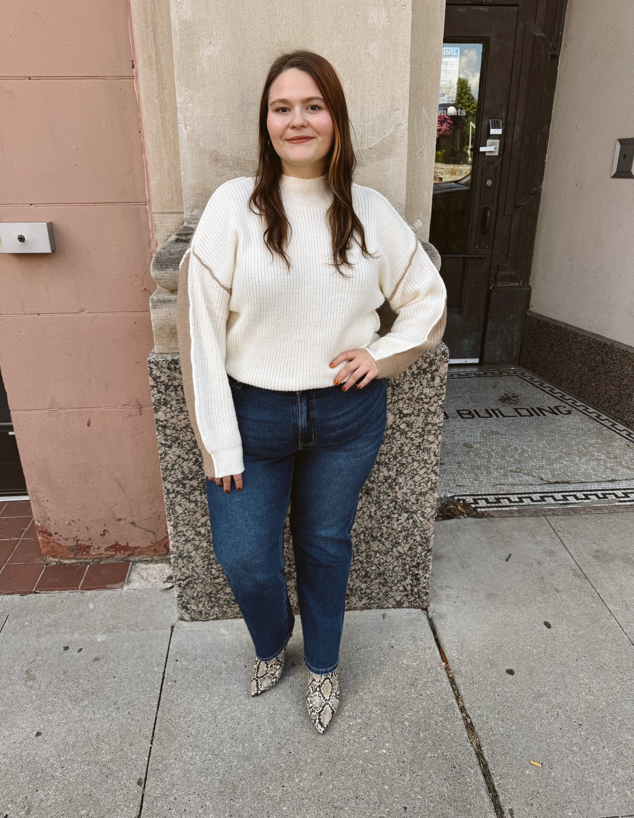 Ivory Mock Neck Exposed Seam Sweater-Sweaters-blu pepper-The Silo Boutique, Women's Fashion Boutique Located in Warren and Grand Forks North Dakota