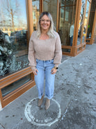 Latte Square Neck Sweater-Long Sleeve Tops-bluivy-The Silo Boutique, Women's Fashion Boutique Located in Warren and Grand Forks North Dakota