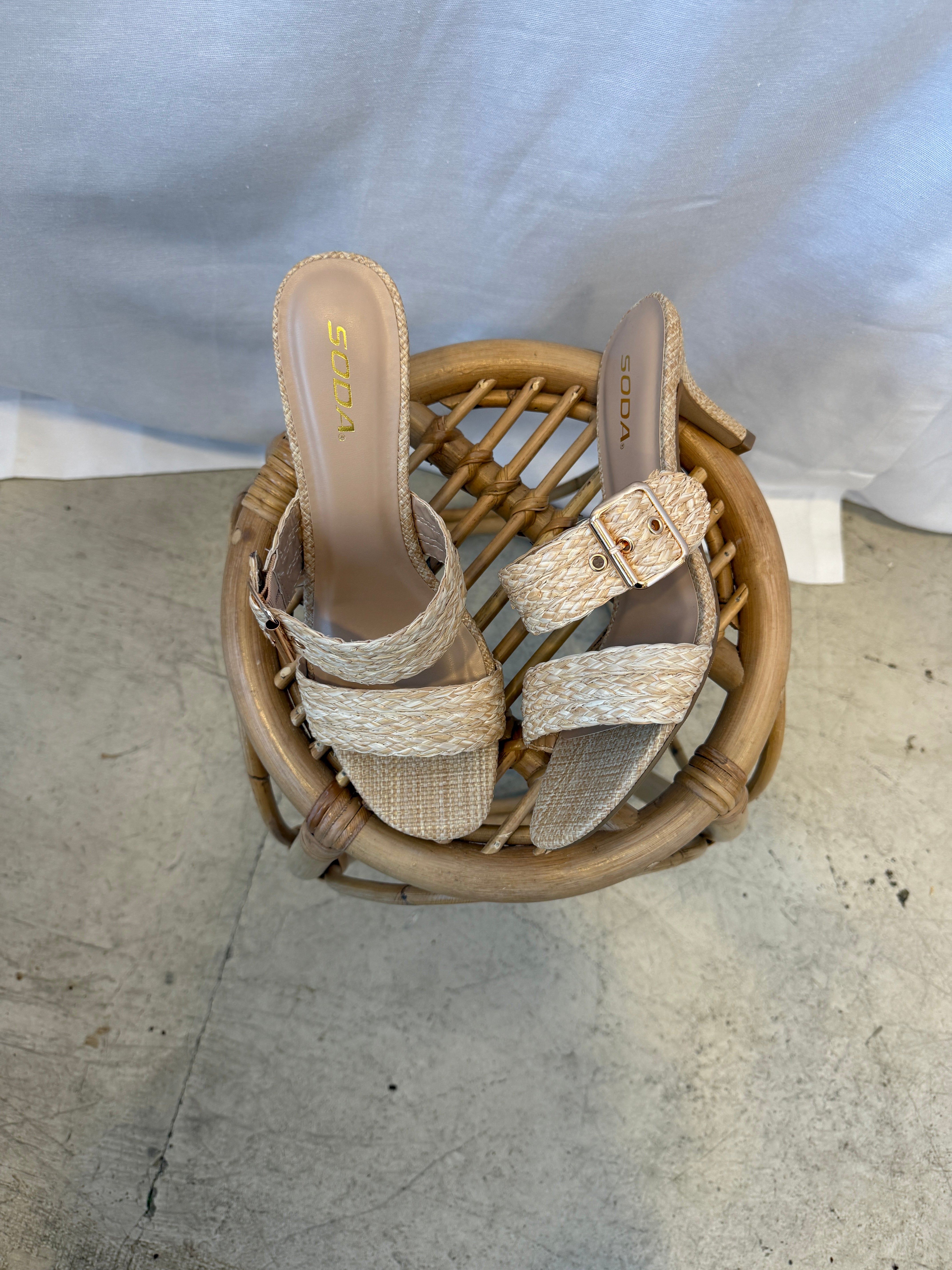 Soda Sarika Beige Raffia Sandal-Sandals-soda-The Silo Boutique, Women's Fashion Boutique Located in Warren and Grand Forks North Dakota