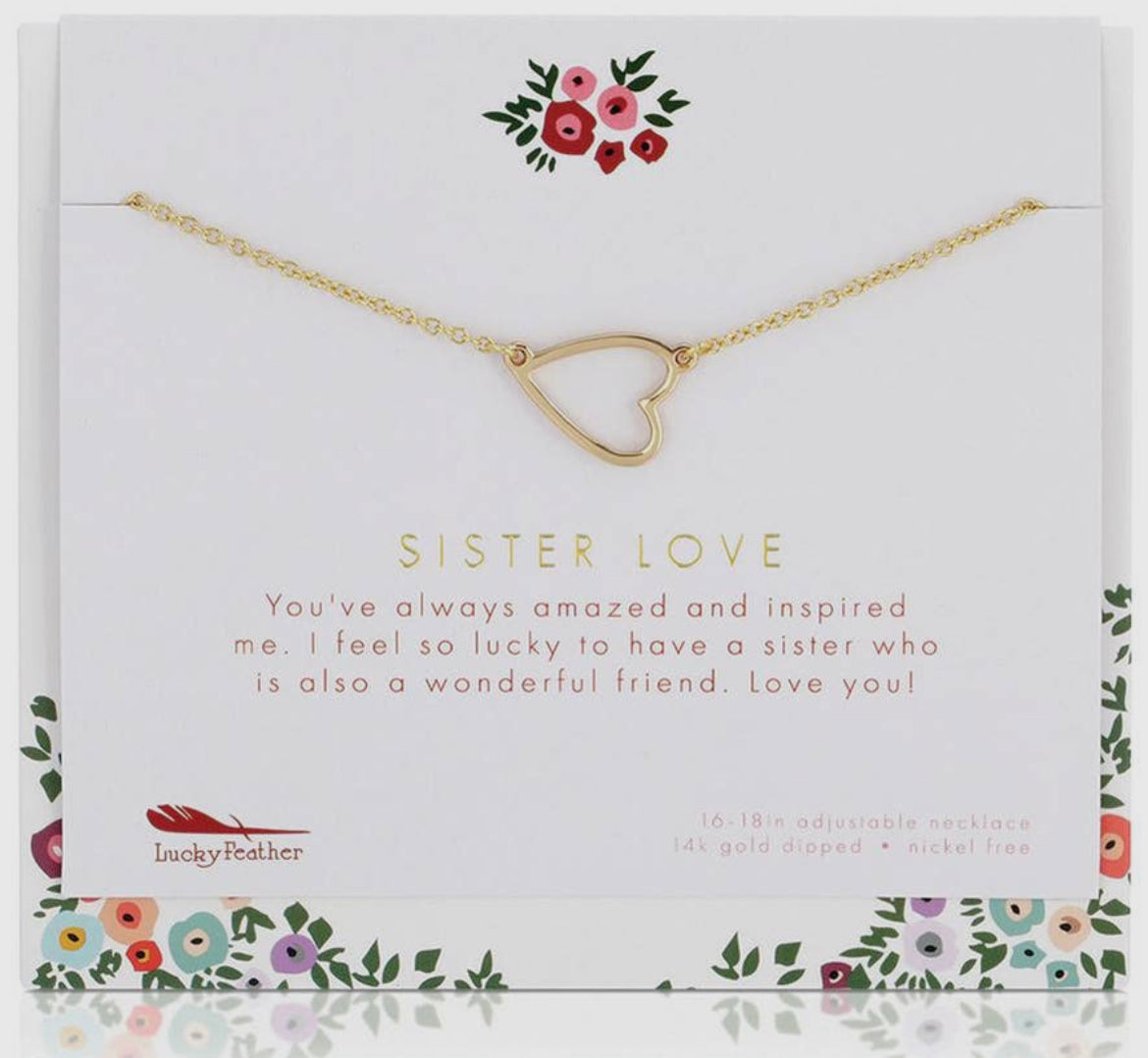 Sister Love Heart Necklace-Earrings-lucky feather-The Silo Boutique, Women's Fashion Boutique Located in Warren and Grand Forks North Dakota