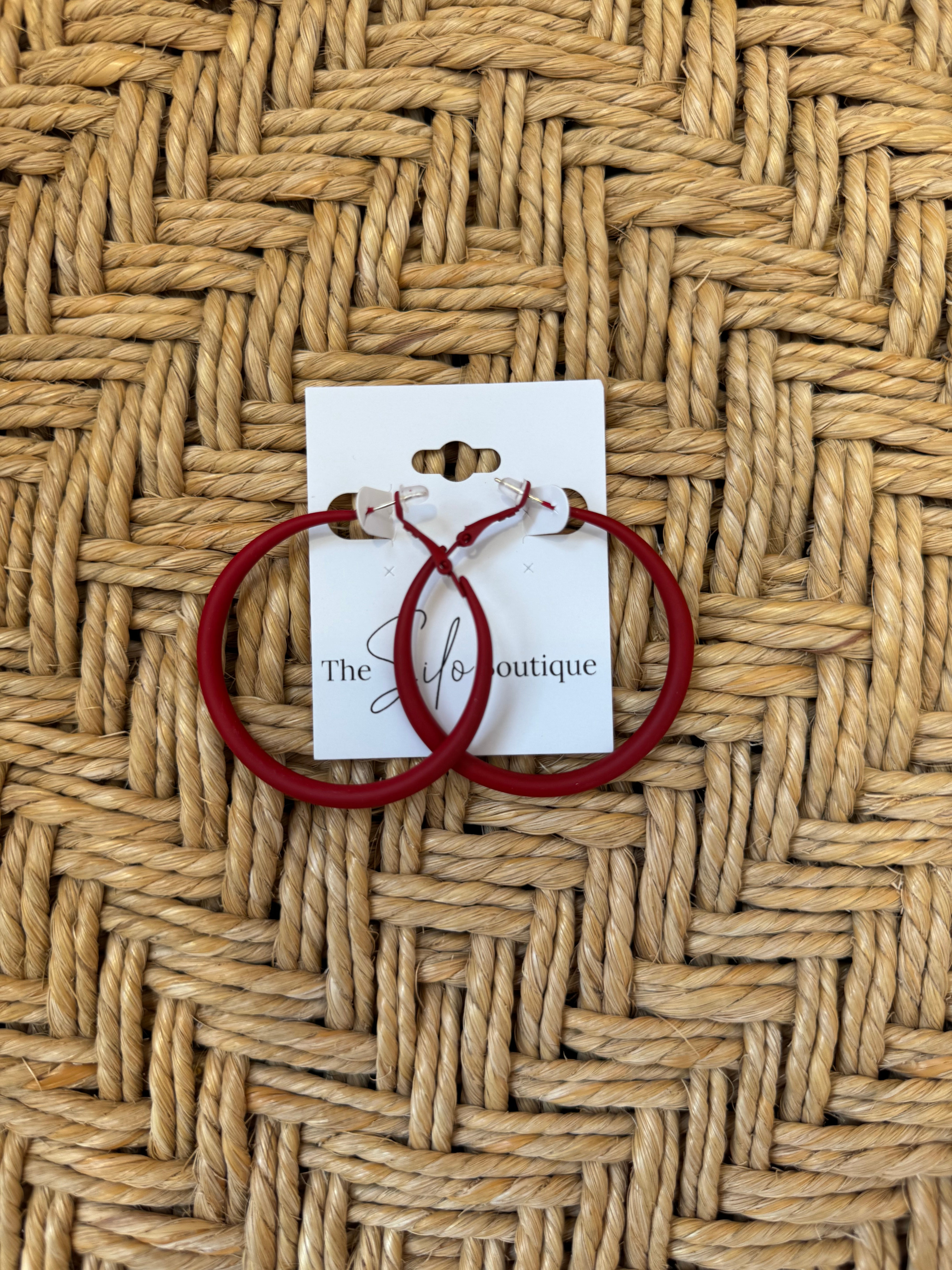 City Red Hoop Earrings-Earrings-city-The Silo Boutique, Women's Fashion Boutique Located in Warren and Grand Forks North Dakota