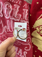 Red Stone Hoops-Earrings-what's hot-The Silo Boutique, Women's Fashion Boutique Located in Warren and Grand Forks North Dakota