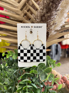 Nickel and Suede Checkmate Earrings-Earrings-nickel and Suede-The Silo Boutique, Women's Fashion Boutique Located in Warren and Grand Forks North Dakota