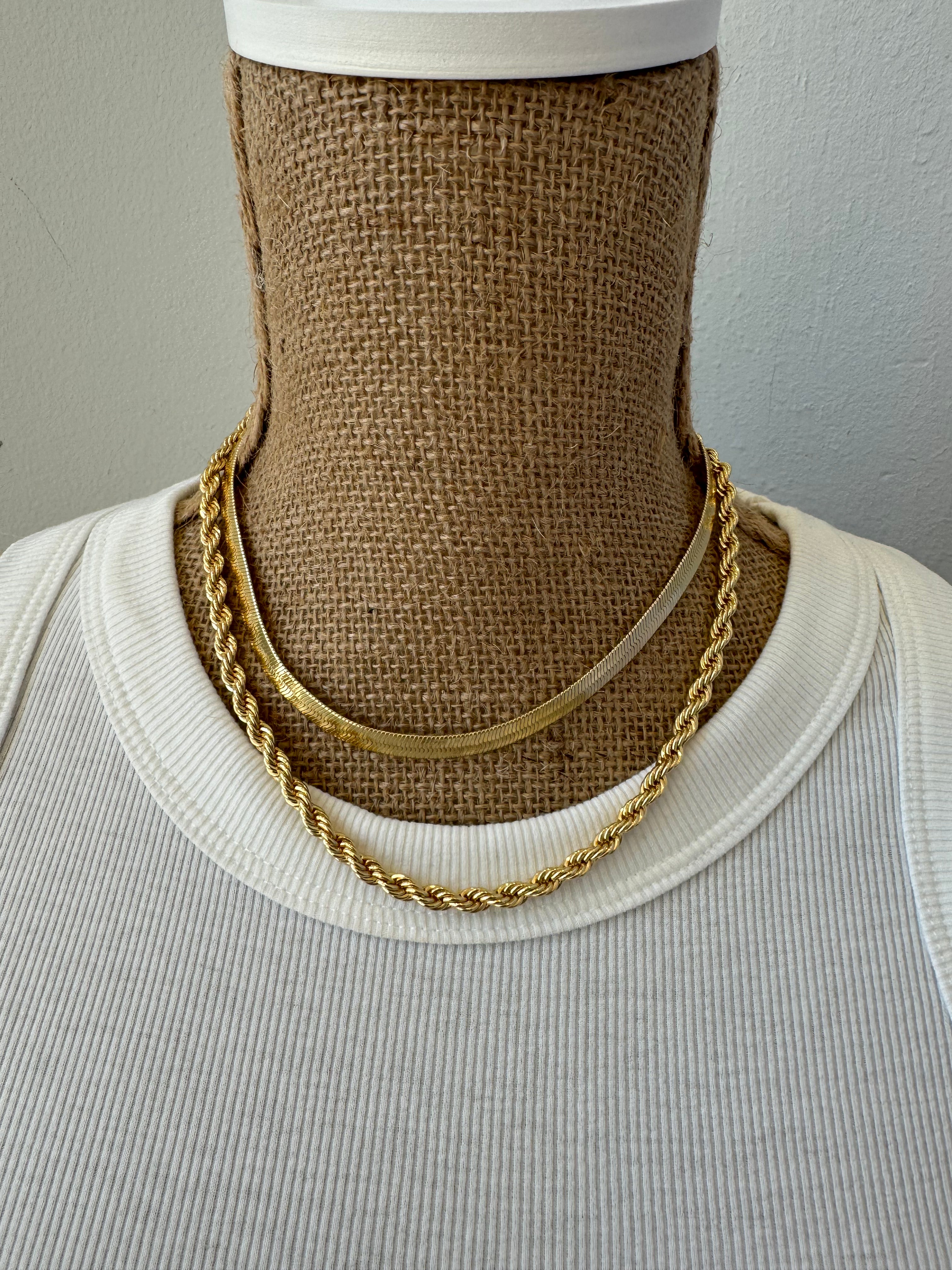 Chain + Bone Gold Layered Necklace-Necklaces-Dallas Market-The Silo Boutique, Women's Fashion Boutique Located in Warren and Grand Forks North Dakota