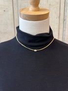 Gold Necklace with Stone Stud-Necklaces-Fame-The Silo Boutique, Women's Fashion Boutique Located in Warren and Grand Forks North Dakota