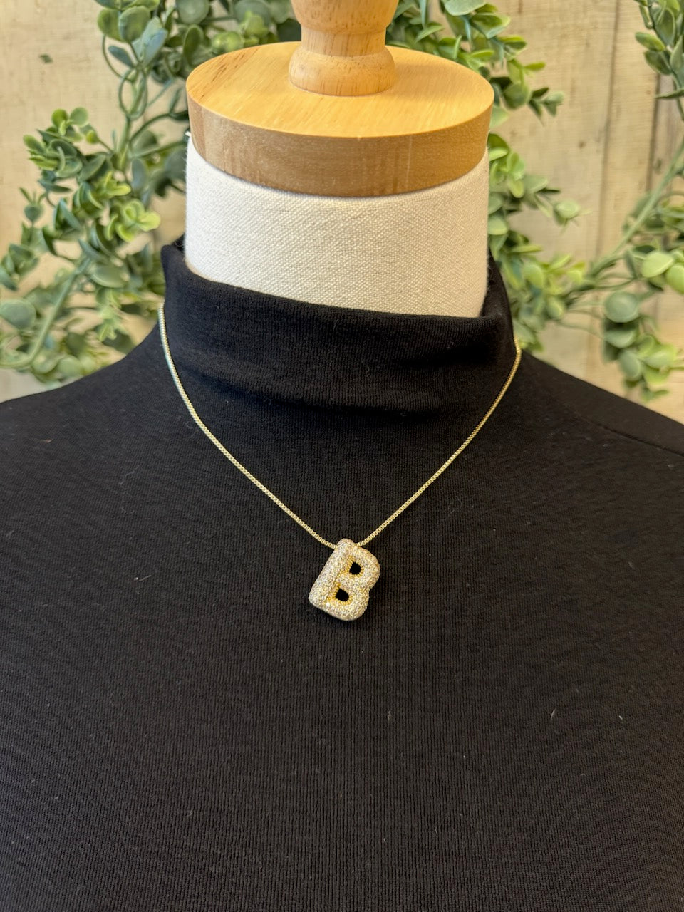 Fame Bubble Initial Necklace-Necklaces-Fame-The Silo Boutique, Women's Fashion Boutique Located in Warren and Grand Forks North Dakota