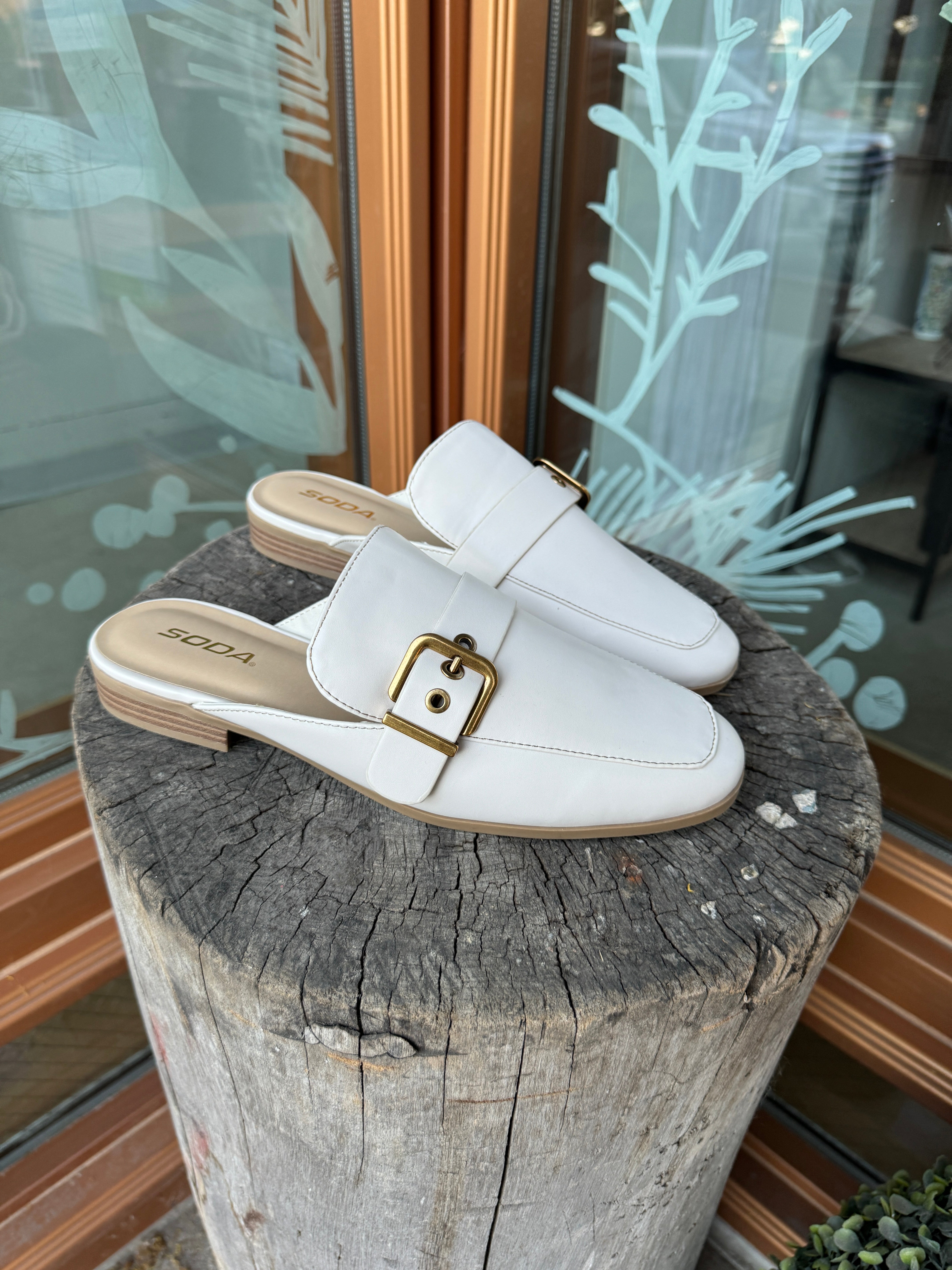 Soda Chantal Off White Mule Shoe-Shoes-soda-The Silo Boutique, Women's Fashion Boutique Located in Warren and Grand Forks North Dakota