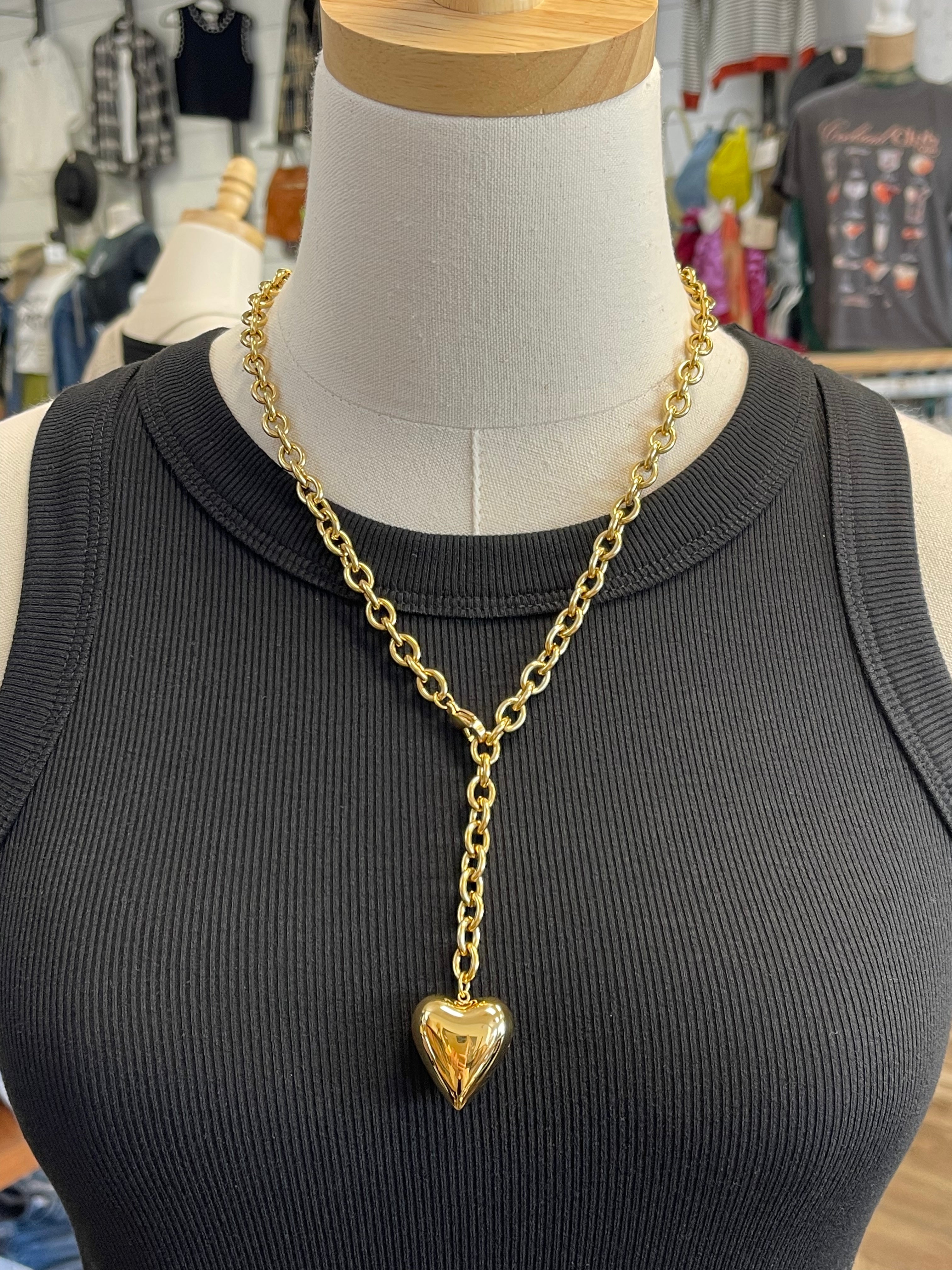 Chandler Sutton Long Chunky Heart Neklace-Necklaces-chandler sutton-The Silo Boutique, Women's Fashion Boutique Located in Warren and Grand Forks North Dakota