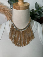 Gold Shine On Bib Necklace-Necklaces-Fame-The Silo Boutique, Women's Fashion Boutique Located in Warren and Grand Forks North Dakota