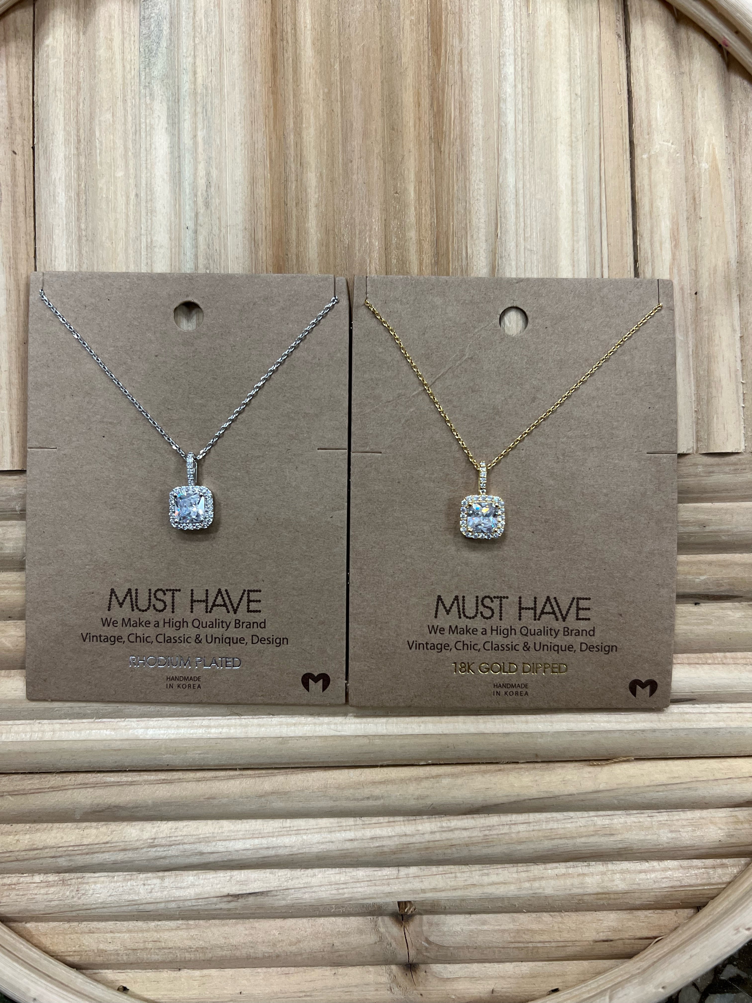 Fame Square Rhinestone Necklace-Necklaces-Avenue Zoe-The Silo Boutique, Women's Fashion Boutique Located in Warren and Grand Forks North Dakota