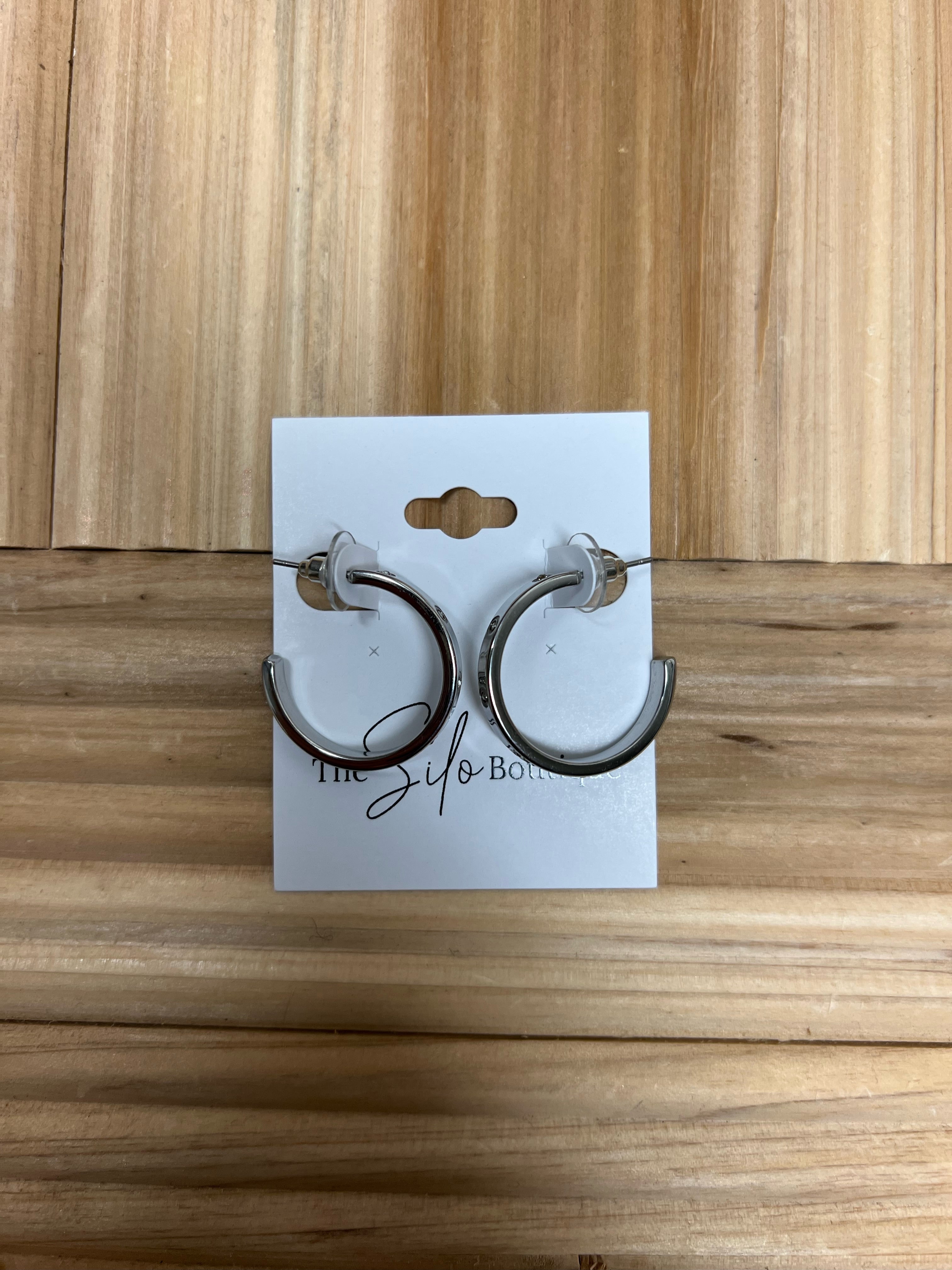 Thin Studded Hoop Earrings-earrings-Fame-The Silo Boutique, Women's Fashion Boutique Located in Warren and Grand Forks North Dakota