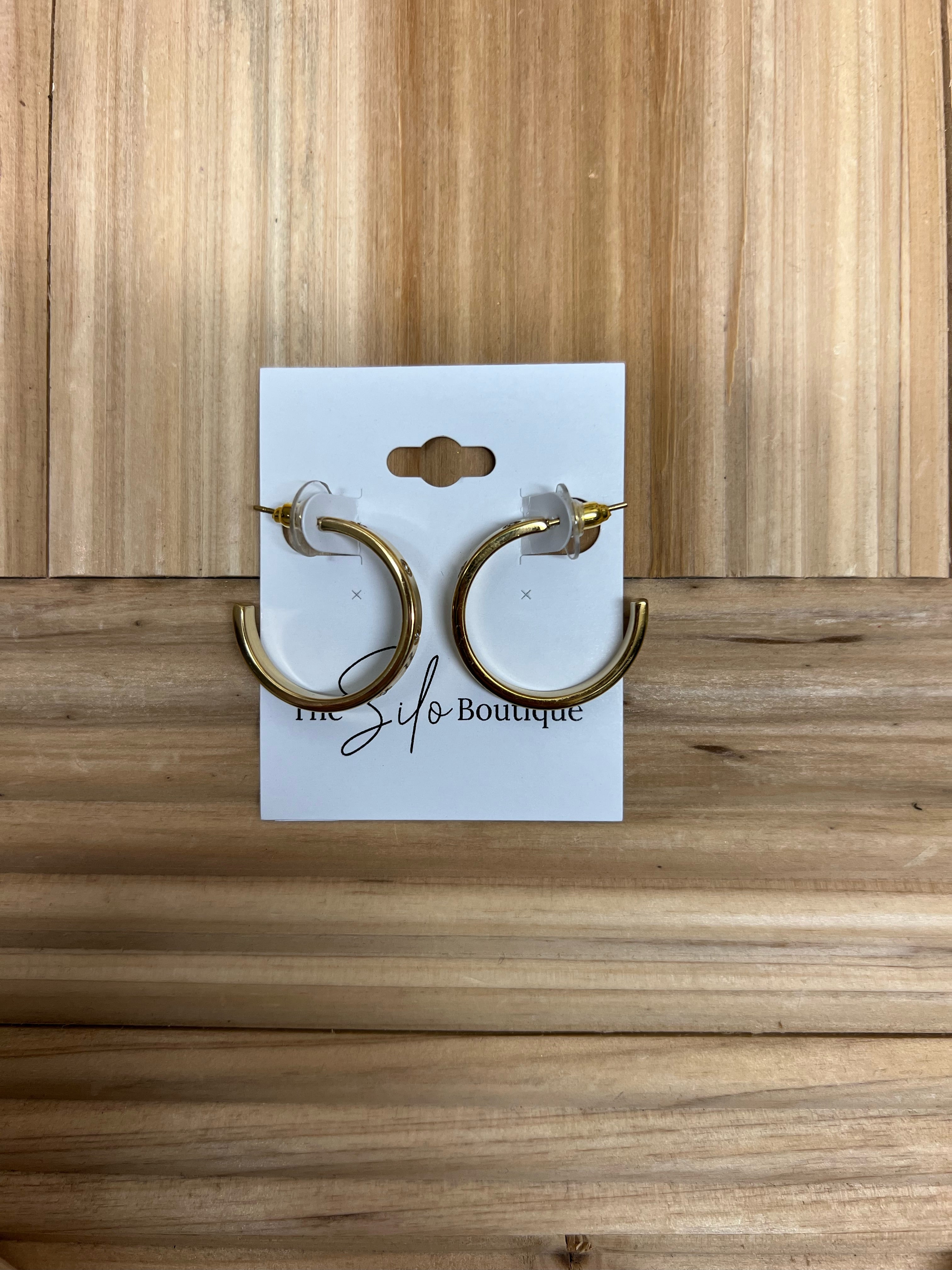 Thin Studded Hoop Earrings-earrings-Fame-The Silo Boutique, Women's Fashion Boutique Located in Warren and Grand Forks North Dakota