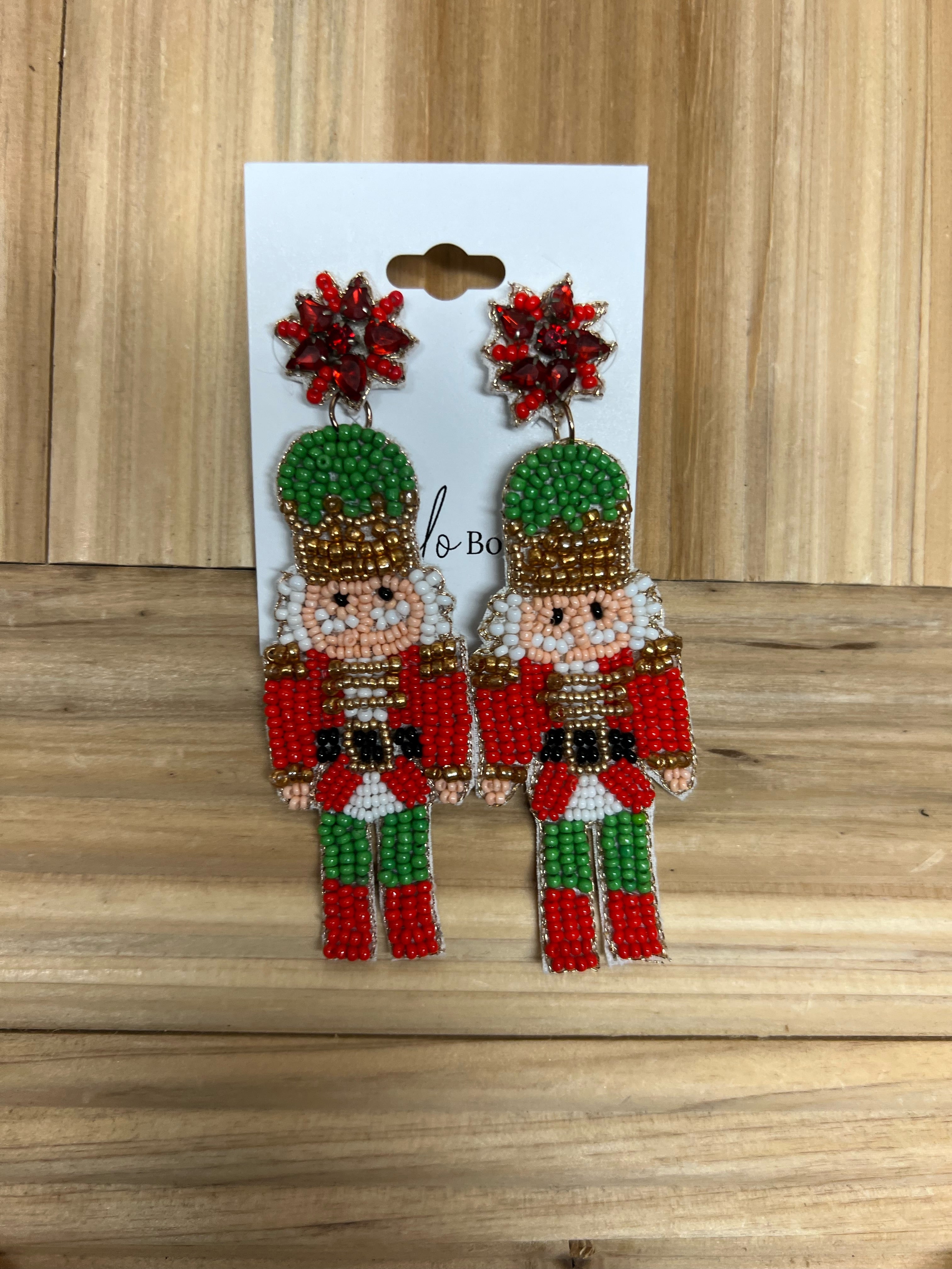 Nutcracker Beaded Earrings-earrings-ANB-The Silo Boutique, Women's Fashion Boutique Located in Warren and Grand Forks North Dakota