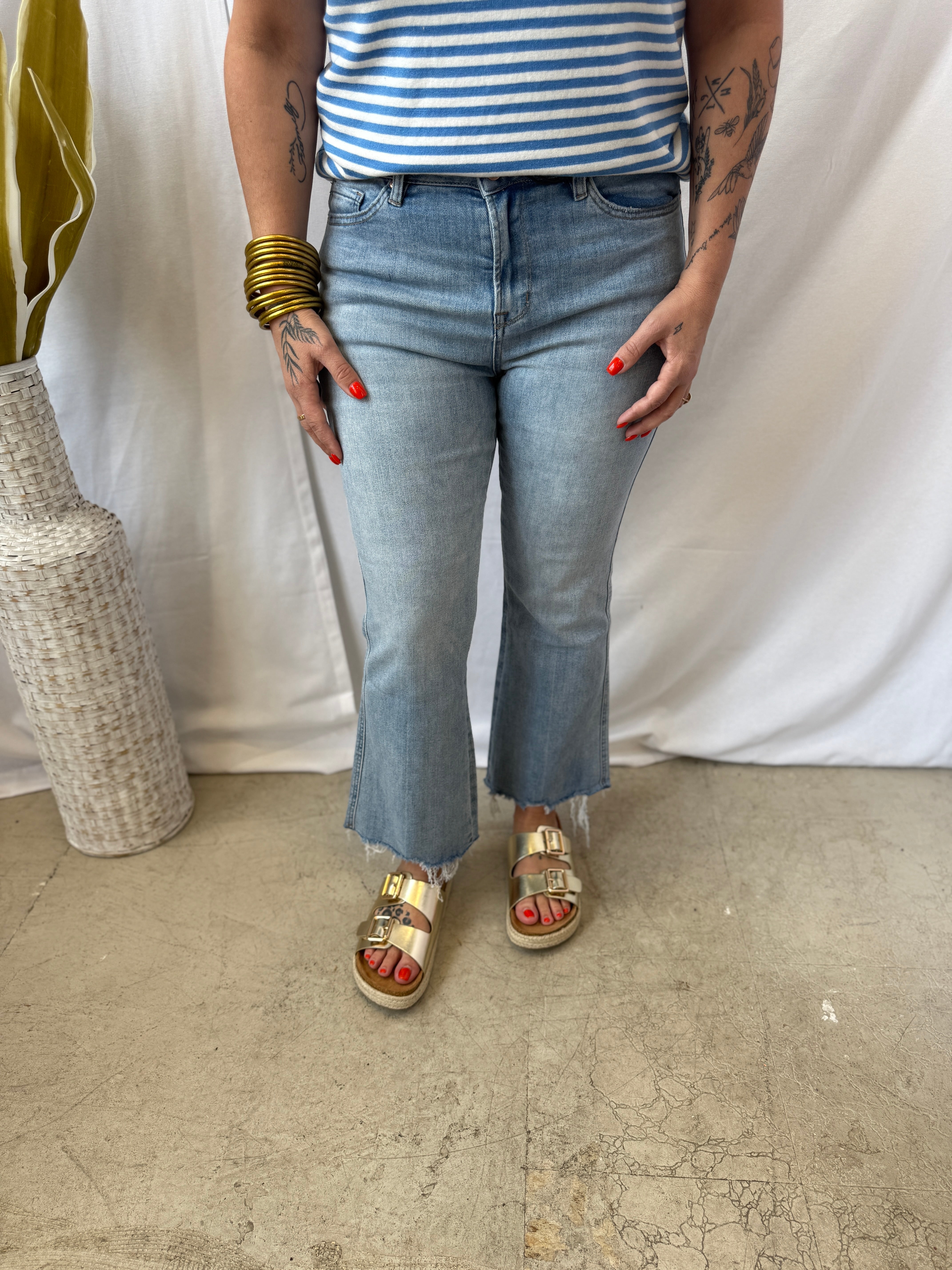 Mica Moscato Crop Flare Jeans-Jeans-mica-The Silo Boutique, Women's Fashion Boutique Located in Warren and Grand Forks North Dakota