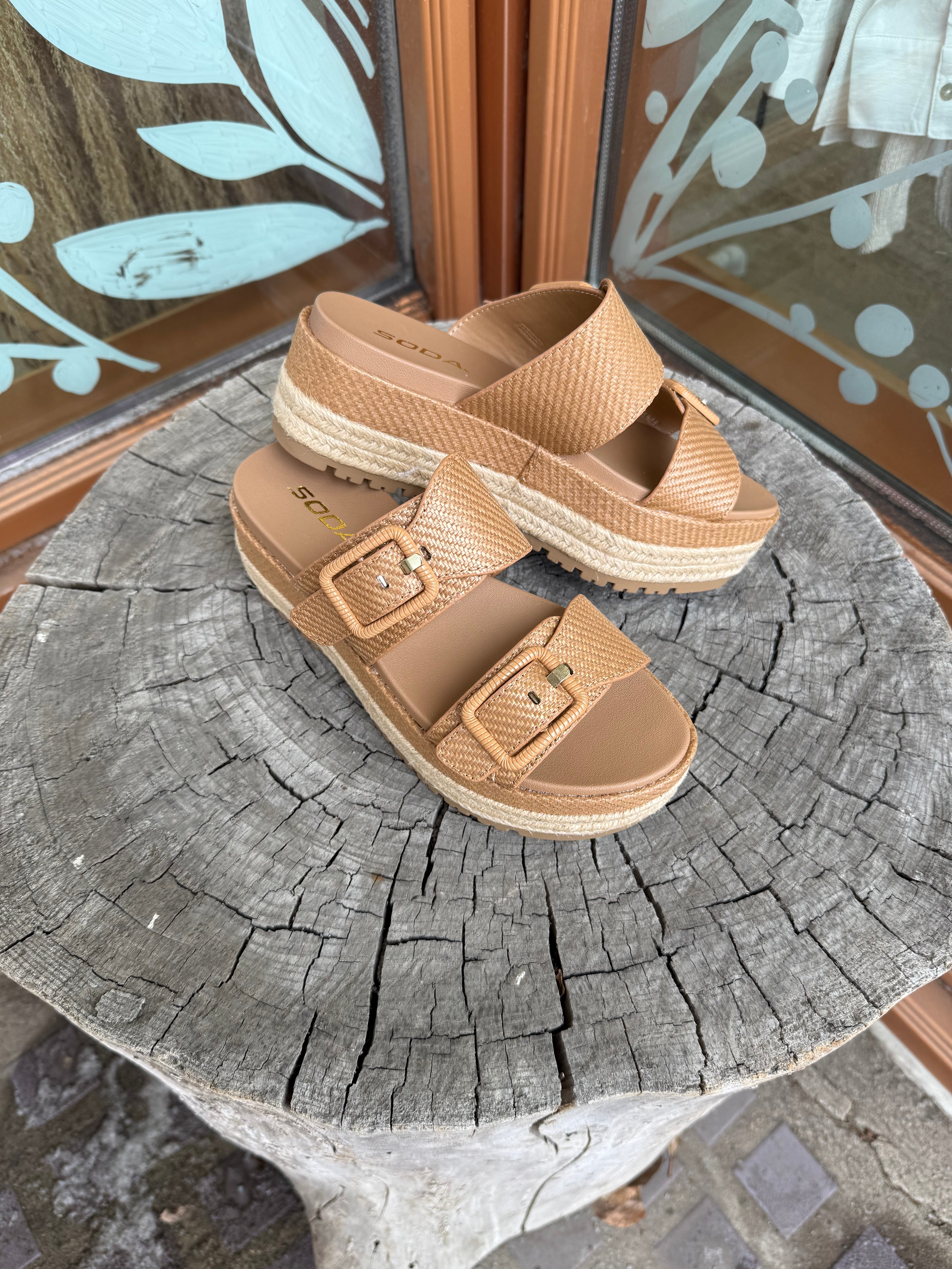 Soda Funny Rafia Sandal-Sandals-soda-The Silo Boutique, Women's Fashion Boutique Located in Warren and Grand Forks North Dakota