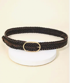 Black Braided Oval Buckle Belt-Belts-anarchy-The Silo Boutique, Women's Fashion Boutique Located in Warren and Grand Forks North Dakota