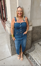 Frankie Overall Denim Dress-Dresses-blakely-The Silo Boutique, Women's Fashion Boutique Located in Warren and Grand Forks North Dakota