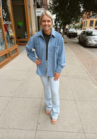 So Soft Ribbed Button Up Top-Blue-Long Sleeve Tops-blu pepper-The Silo Boutique, Women's Fashion Boutique Located in Warren and Grand Forks North Dakota