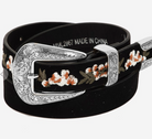 Flower Embroidered Etch Buckle Belt-Belts-Fame-The Silo Boutique, Women's Fashion Boutique Located in Warren and Grand Forks North Dakota