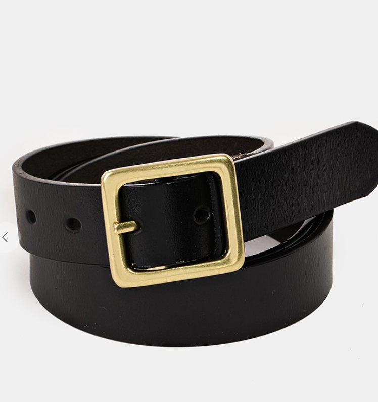 Black Brushed Gold Metal Belt-Belts-Fame-The Silo Boutique, Women's Fashion Boutique Located in Warren and Grand Forks North Dakota