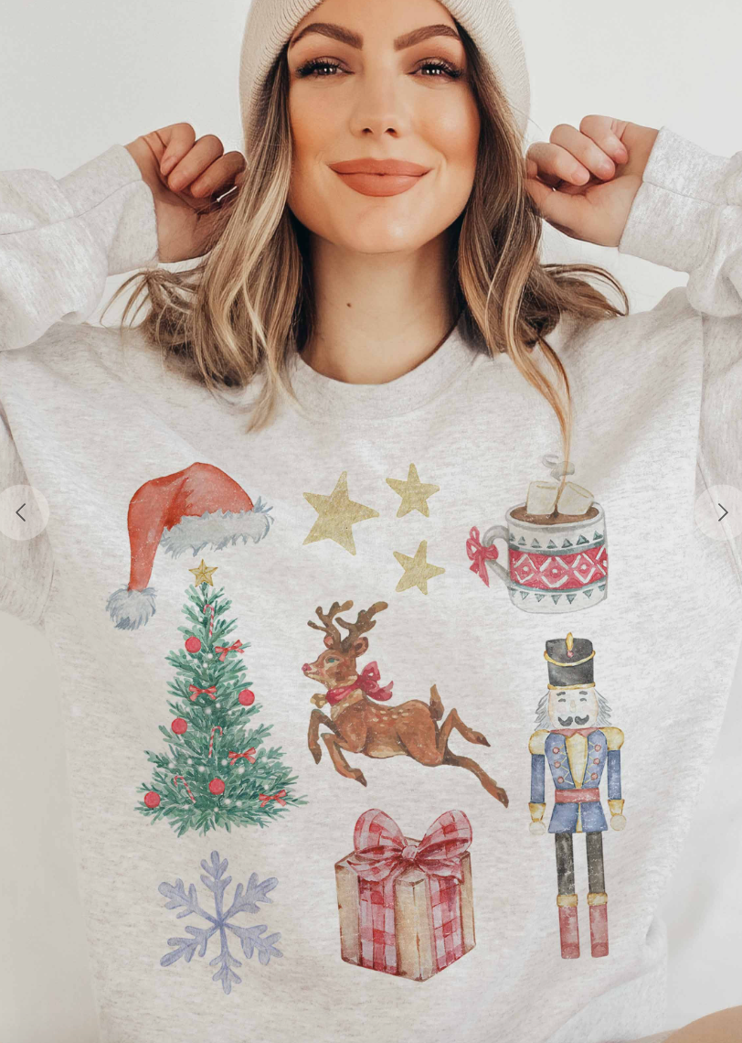 Christmas Collage Sweatshirt-Final Sale-The Silo Boutique-The Silo Boutique, Women's Fashion Boutique Located in Warren and Grand Forks North Dakota