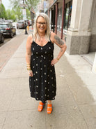 Playful Black Embroidery Midi Dress-Dresses-mystree-The Silo Boutique, Women's Fashion Boutique Located in Warren and Grand Forks North Dakota