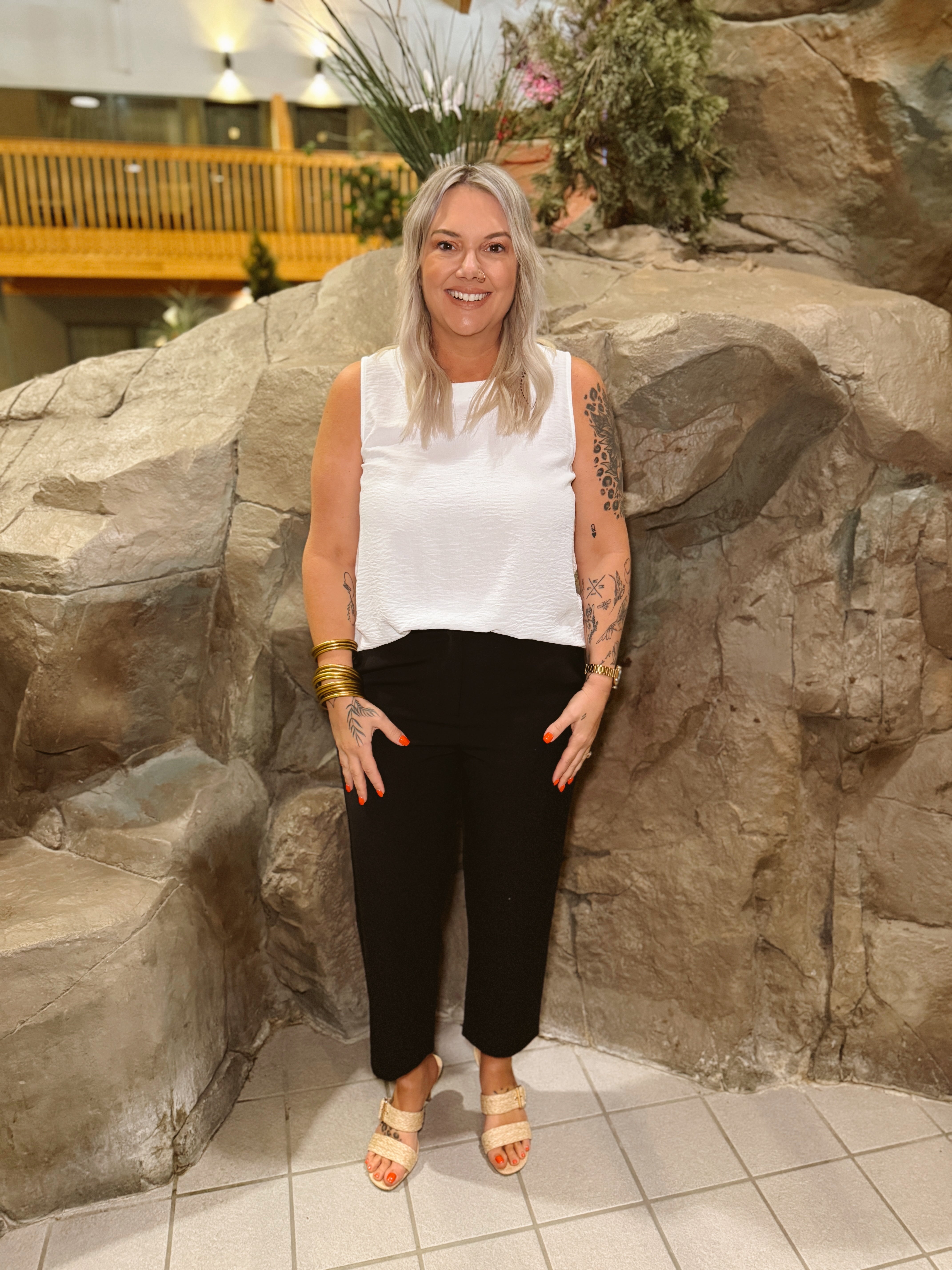 White Yoke Sleeveless Tank Top-Short Sleeve Tops-staccato-The Silo Boutique, Women's Fashion Boutique Located in Warren and Grand Forks North Dakota