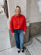 Lysse Persian Roll Tab Button Down Russet Top-Long Sleeves-lysse-The Silo Boutique, Women's Fashion Boutique Located in Warren and Grand Forks North Dakota