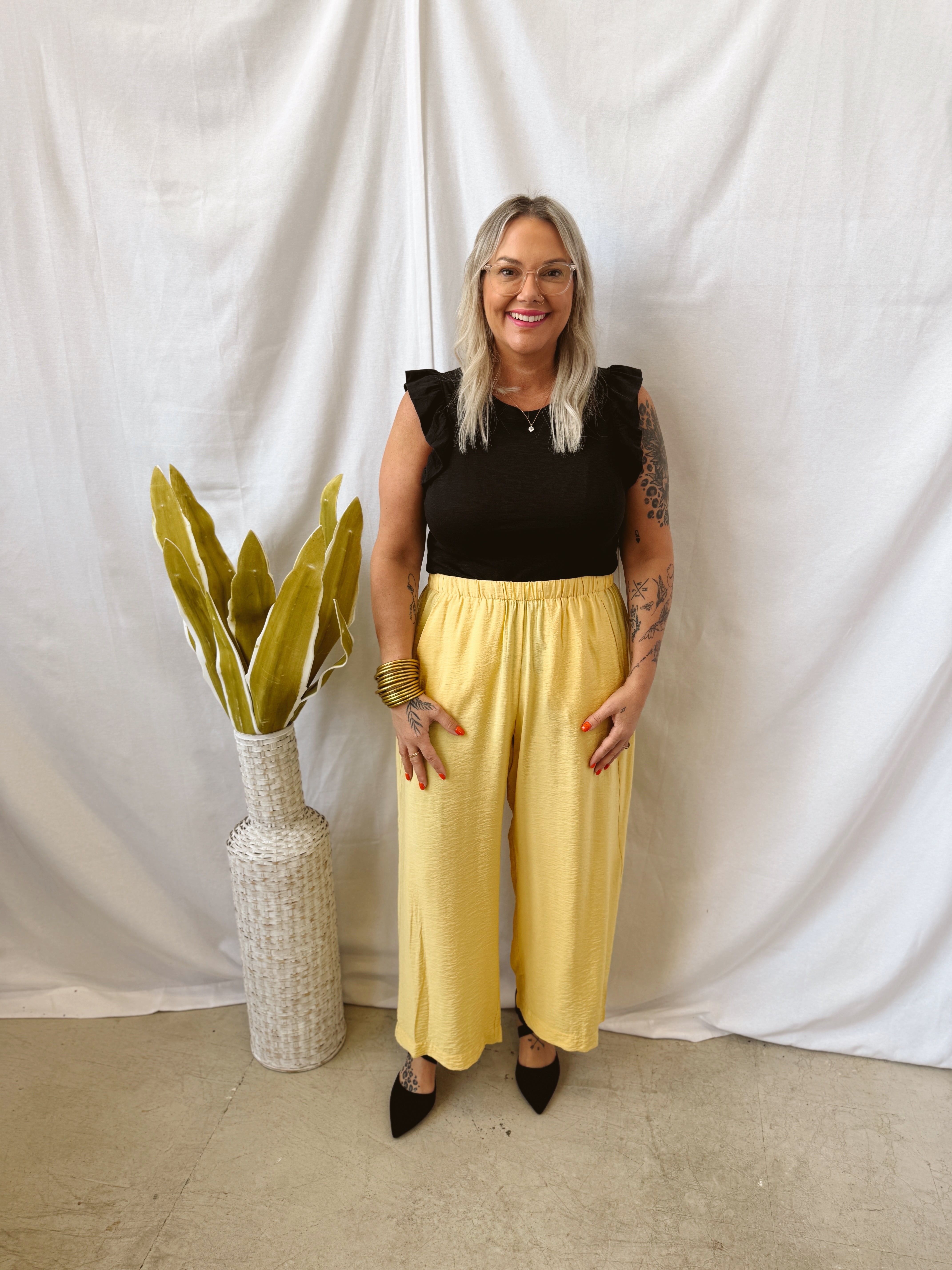 Another Love Sunflower Paris Pants-Pants-another love-The Silo Boutique, Women's Fashion Boutique Located in Warren and Grand Forks North Dakota