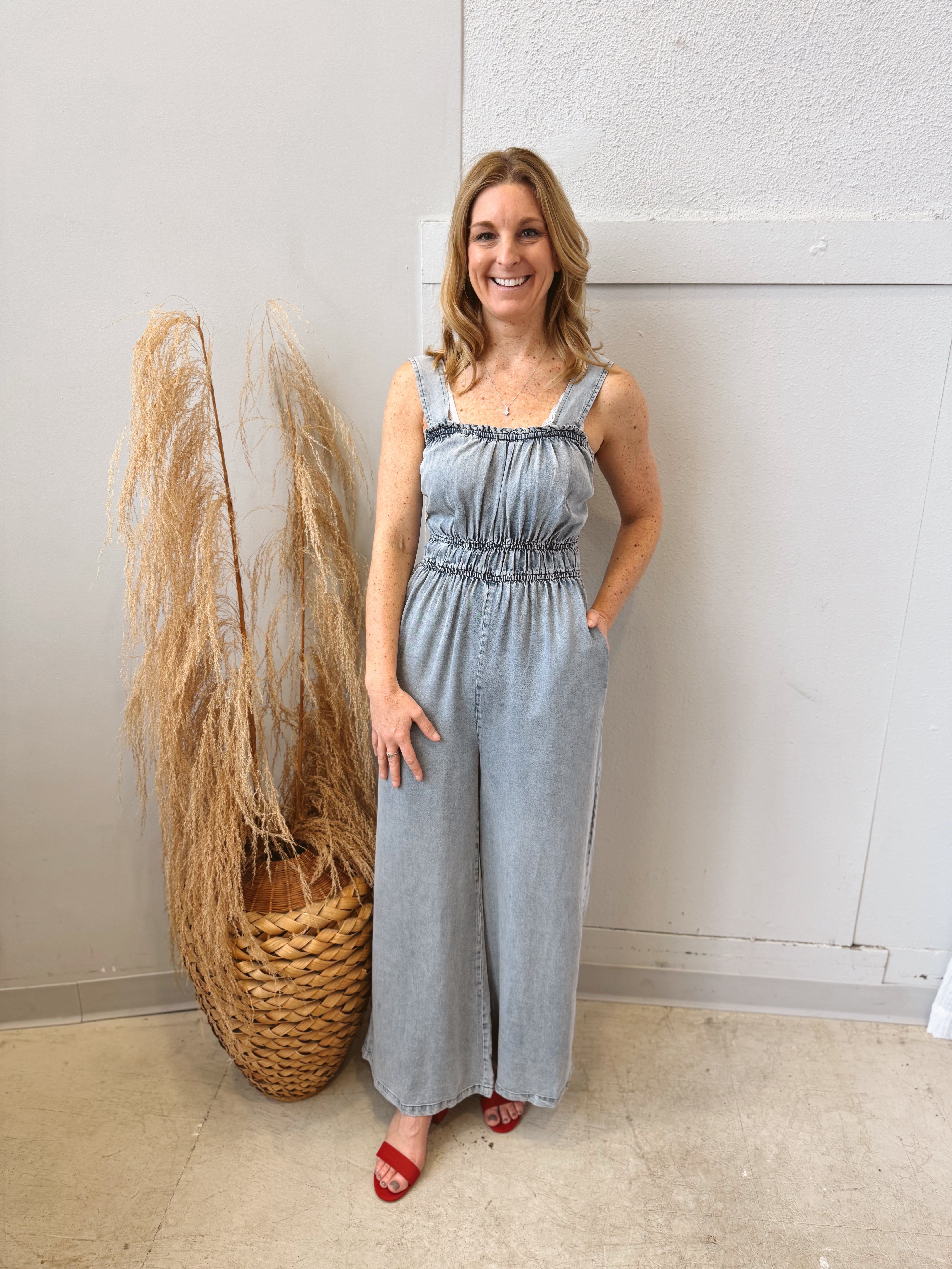 Washed Tencel Jumpsuit-Jumpsuits & Rompers-mystree-The Silo Boutique, Women's Fashion Boutique Located in Warren and Grand Forks North Dakota