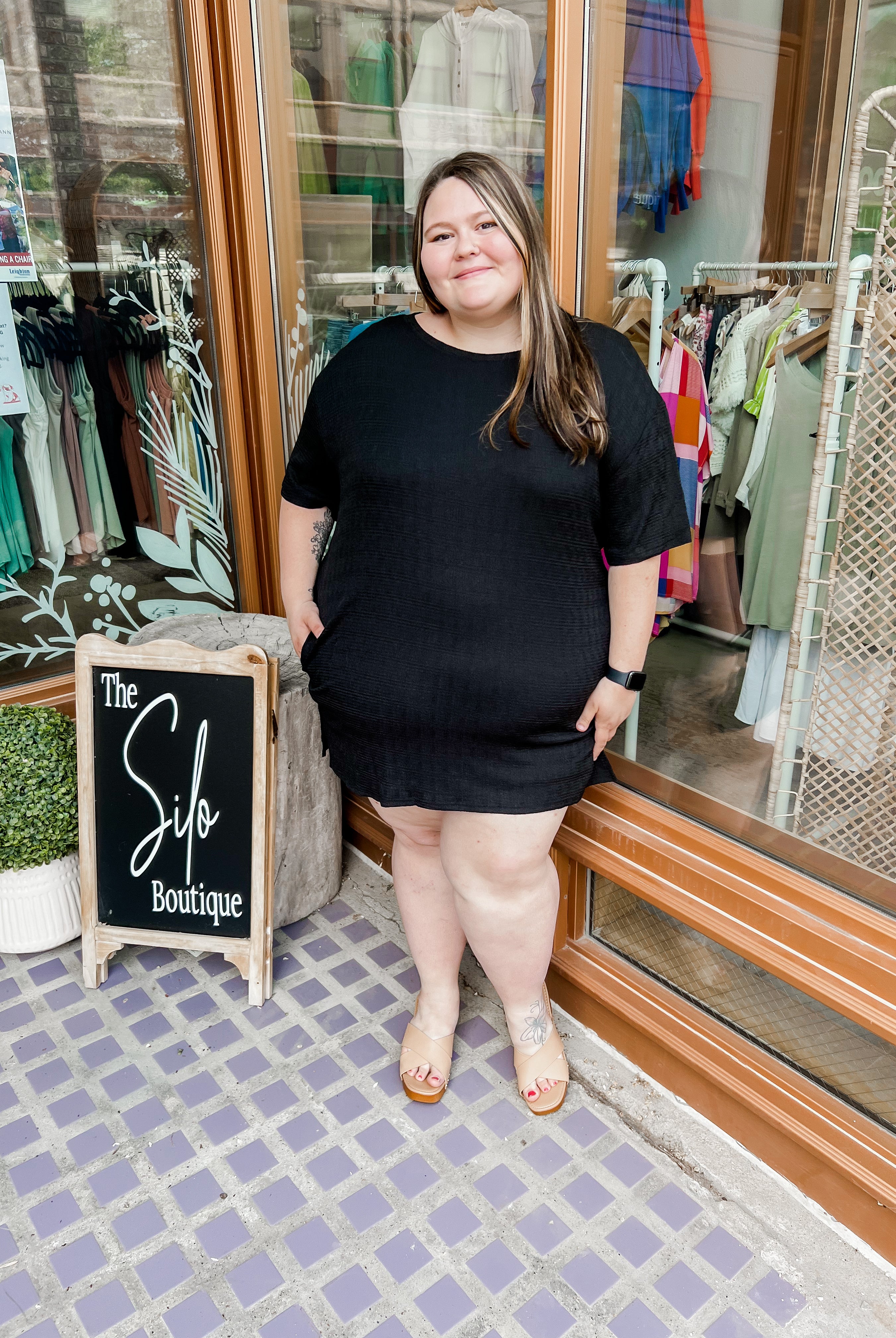 Davi Black T-Shirt Dress-Dresses-hayden-The Silo Boutique, Women's Fashion Boutique Located in Warren and Grand Forks North Dakota