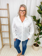 Make a Wish White Classic Button Down-Long Sleeves-wishlist-The Silo Boutique, Women's Fashion Boutique Located in Warren and Grand Forks North Dakota